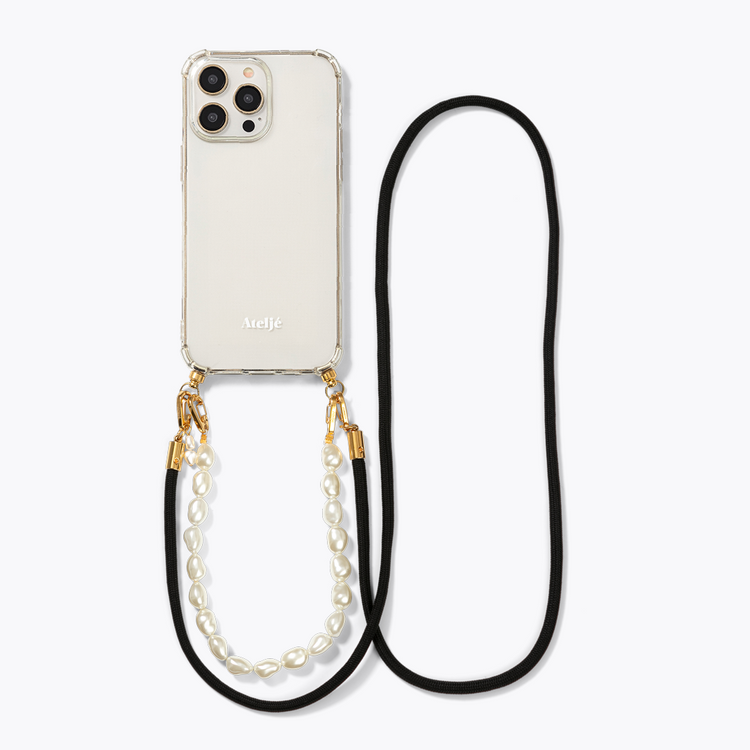 Transparant recycled iPhone case with Midnight cord