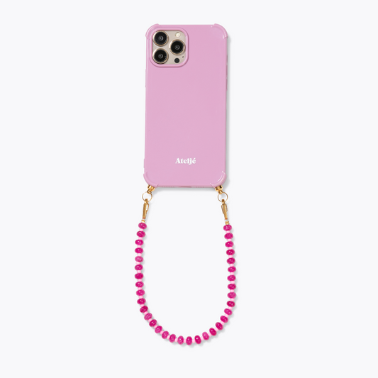 Vintage pink recycled case with Cherry pink cord