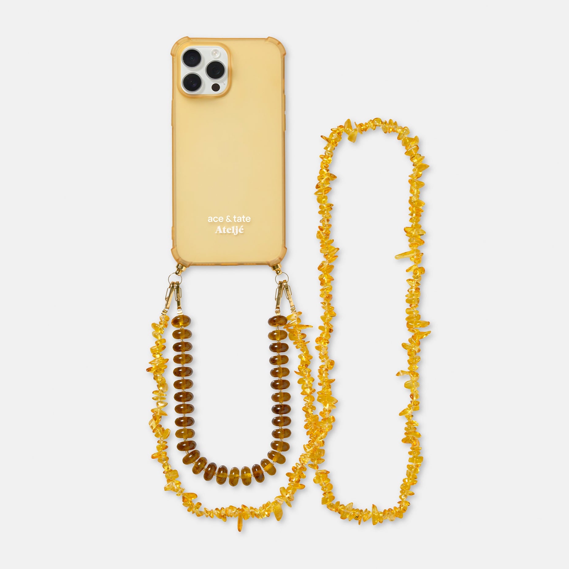Mellow yellow iPhone case with Sunbeads and Honeycomb cord