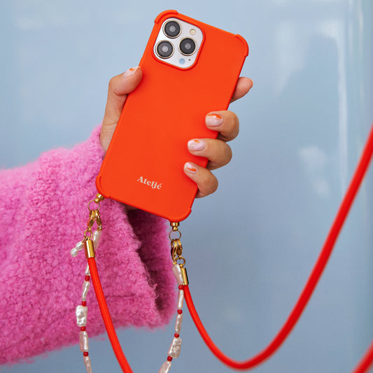 Recycled Burnt orange phone case with Burnt orange cord