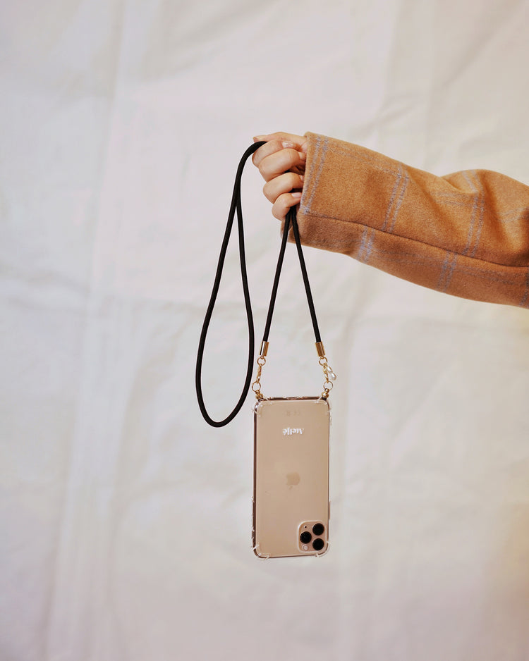 Transparant recycled iPhone case with Midnight cord
