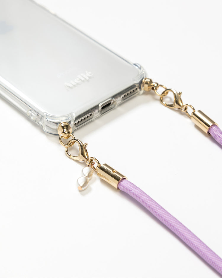 Transparant recycled iPhone case with Lavender cord